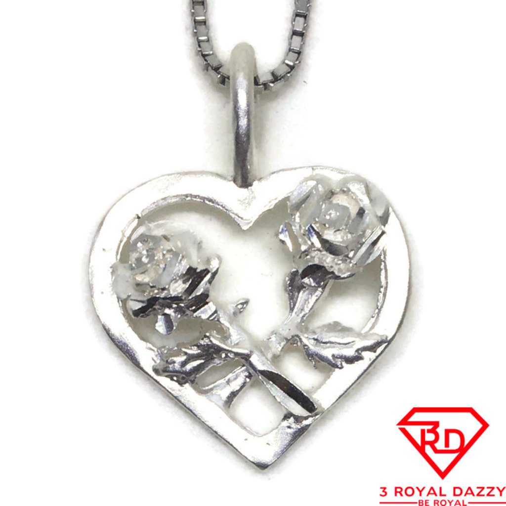 Love Rose Heart Pendant 925 Sterling Silver 58$